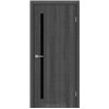 Межкомнатные двери KORFAD EXPRESS GLASS-03 Ясен Гранит Черная матовая кромка Черное стекло