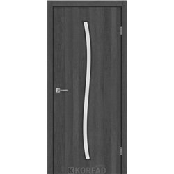 Межкомнатные двери KORFAD EXPRESS GLASS-04 Ясен Гранит Черная матовая кромка Стекло Сатин