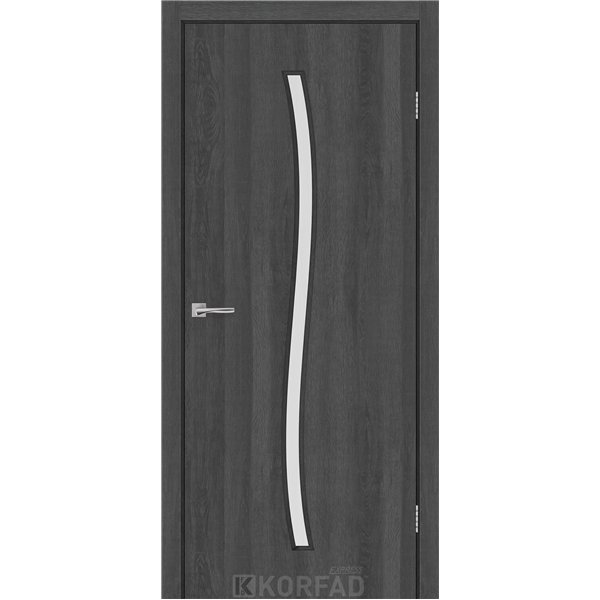 Межкомнатные двери KORFAD EXPRESS GLASS-04 Ясен Гранит Черная матовая кромка Стекло Сатин
