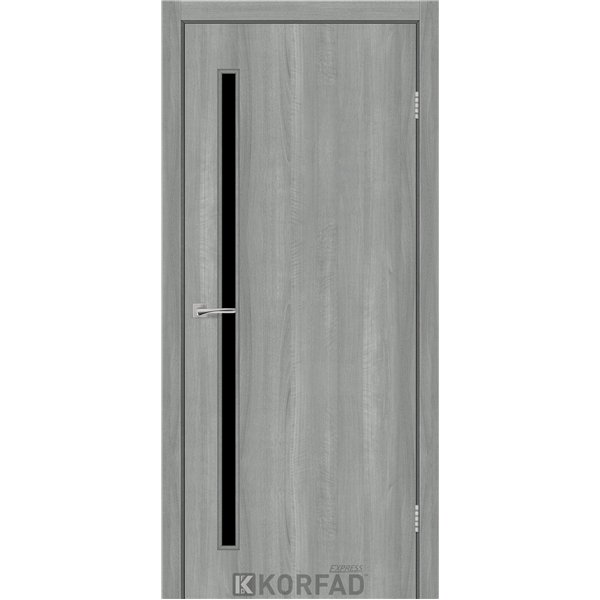 Межкомнатные двери KORFAD EXPRESS GLASS-03 Ясень Стальной Черное стекло