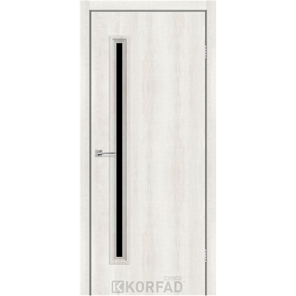 Межкомнатные двери KORFAD EXPRESS GLASS-01 Ясень Шелковый Черное стекло
