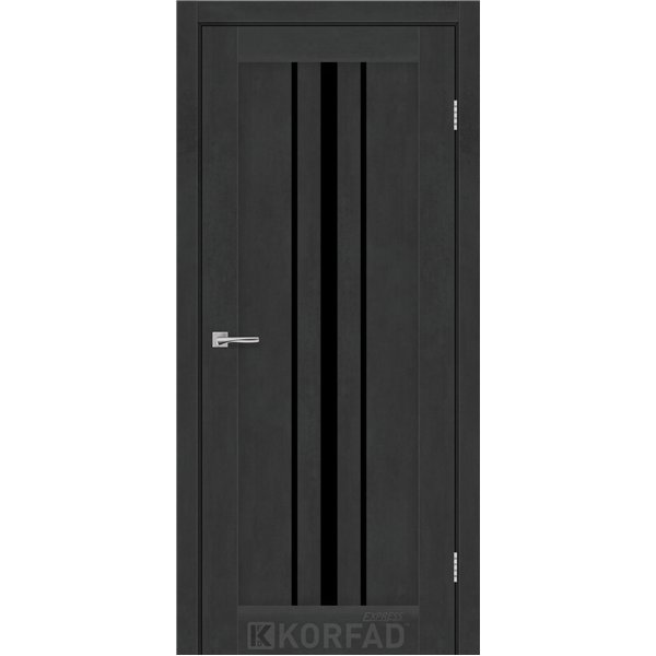 Межкомнатные двери KORFAD EXPRESS ALLEGRO Бетон Графит Черное стекло