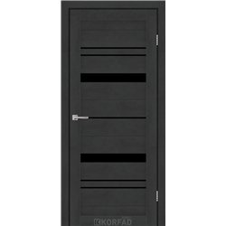 Межкомнатные двери KORFAD EXPRESS BELMINA Бетон Графит Черное стекло