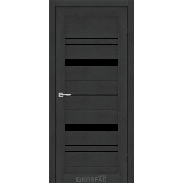 Межкомнатные двери KORFAD EXPRESS BELMINA Бетон Графит Черное стекло