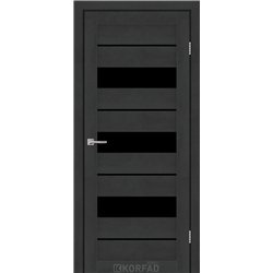 Межкомнатные двери KORFAD EXPRESS CORRIS Бетон Графит Черное стекло
