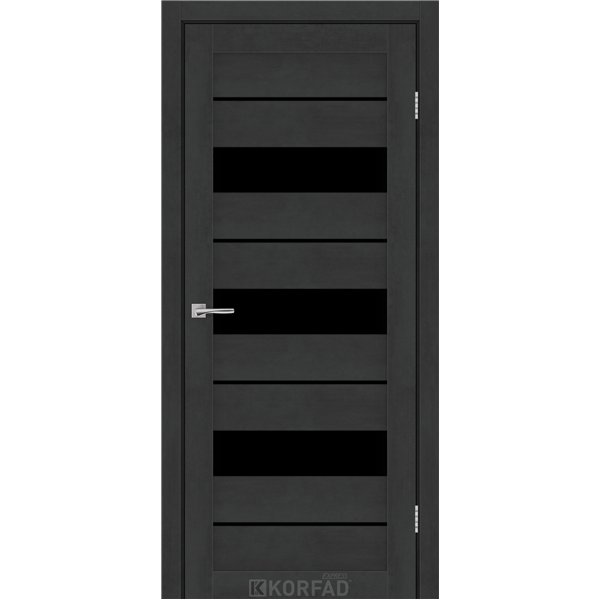 Межкомнатные двери KORFAD EXPRESS CORRIS Бетон Графит Черное стекло