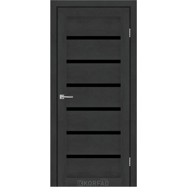 Межкомнатные двери KORFAD EXPRESS DELMONT Бетон Графит Черное стекло
