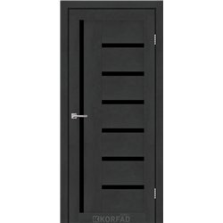 Межкомнатные двери KORFAD EXPRESS HELENA Бетон Графит Черное стекло