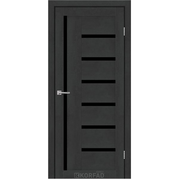 Межкомнатные двери KORFAD EXPRESS HELENA Бетон Графит Черное стекло