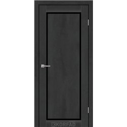Межкомнатные двери KORFAD EXPRESS LEGACY Бетон Графит Черное стекло