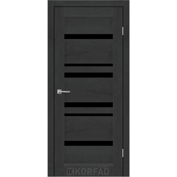 Межкомнатные двери KORFAD EXPRESS MARTINA Бетон Графит Черное стекло