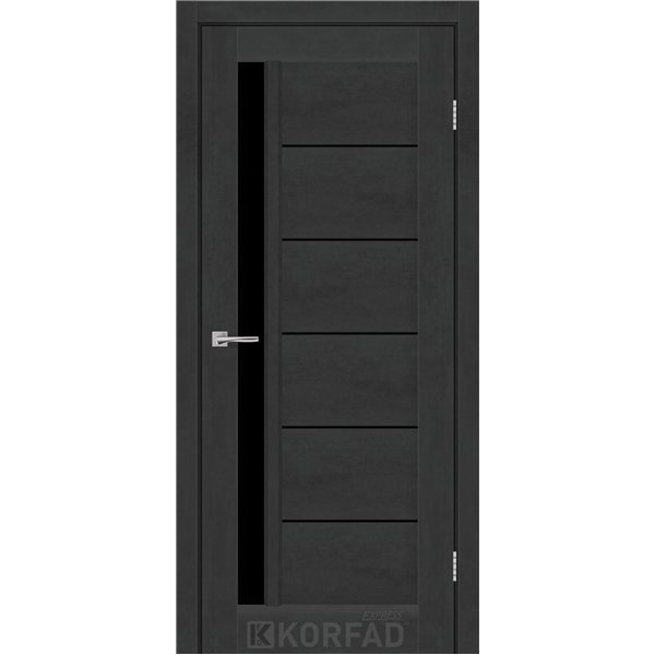 Межкомнатные двери KORFAD EXPRESS OCTAVIA Бетон Графит Черное стекло