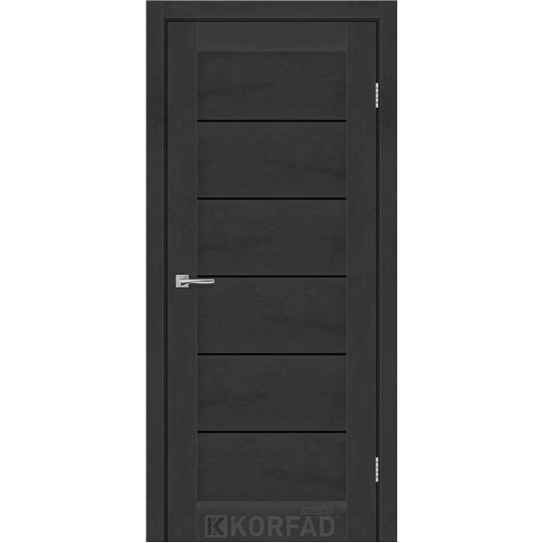 Межкомнатные двери KORFAD EXPRESS RIVIERA Бетон Графит Черное стекло