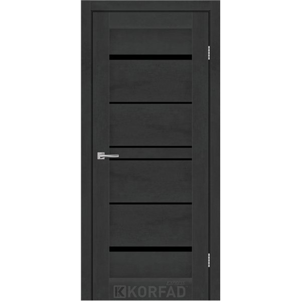 Межкомнатные двери KORFAD EXPRESS VISTA Бетон Графит Черное стекло
