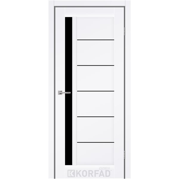 Межкомнатные двери KORFAD EXPRESS OCTAVIA Белый Мат Черное стекло