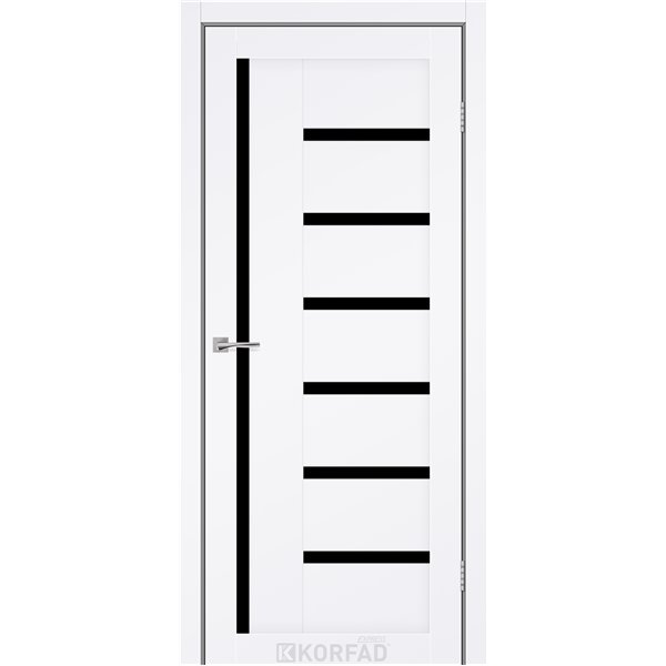 Межкомнатные двери KORFAD EXPRESS HELENA Белый Мат Черное стекло