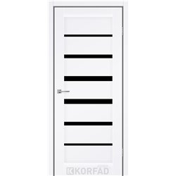 Межкомнатные двери KORFAD EXPRESS PESTO Белый Мат Черное стекло