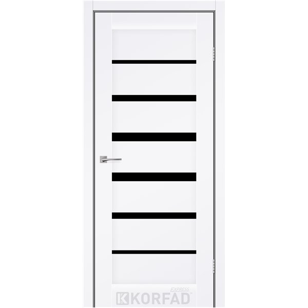 Межкомнатные двери KORFAD EXPRESS PESTO Белый Мат Черное стекло