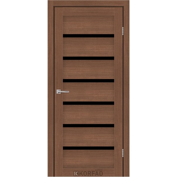 Межкомнатные двери KORFAD EXPRESS DELMONT Ольха Горная Черное стекло