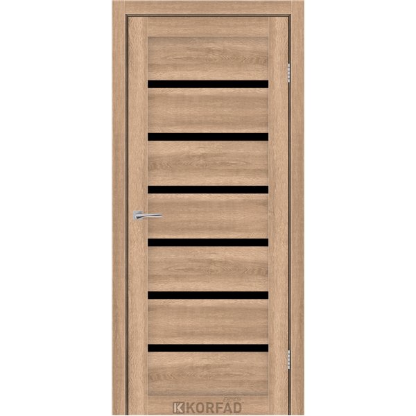 Межкомнатные двери KORFAD EXPRESS DELMONT Кастелло Карамель Черное стекло