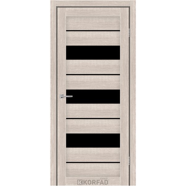 Межкомнатные двери KORFAD EXPRESS CORRIS Кастелло Пастельный Чорне скло