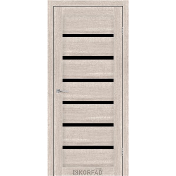 Межкомнатные двери KORFAD EXPRESS DELMONT Кастелло Пастельный Черное стекло