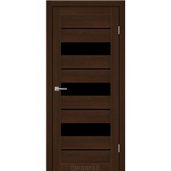 Межкомнатные двери KORFAD EXPRESS CORRIS Каштан Бурбон Черное стекло