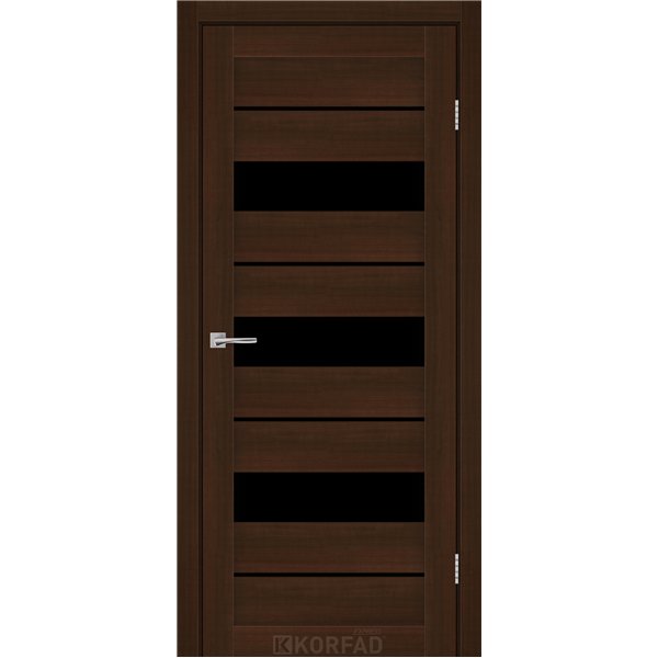 Межкомнатные двери KORFAD EXPRESS CORRIS Каштан Бурбон Черное стекло