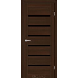 Межкомнатные двери KORFAD EXPRESS DELMONT Каштан Бурбон Черное стекло