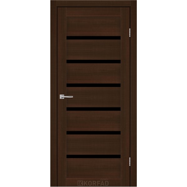 Межкомнатные двери KORFAD EXPRESS DELMONT Каштан Бурбон Черное стекло