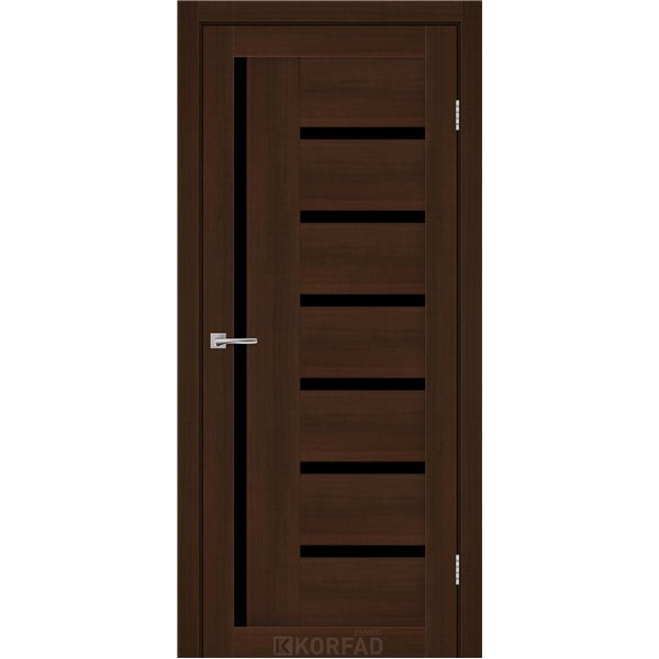 Межкомнатные двери KORFAD EXPRESS HELENA Каштан Бурбон Черное стекло