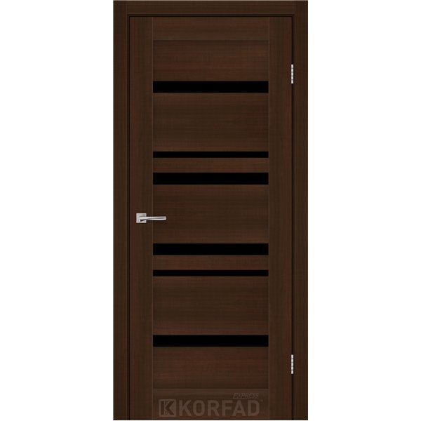 Межкомнатные двери KORFAD EXPRESS MARTINA Каштан Бурбон Черное стекло