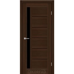 Межкомнатные двери KORFAD EXPRESS OCTAVIA Каштан Бурбон Черное стекло