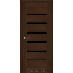 Межкомнатные двери KORFAD EXPRESS PESTO Каштан Бурбон Черное стекло