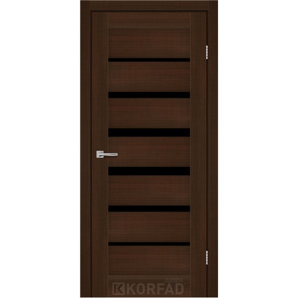 Межкомнатные двери KORFAD EXPRESS PESTO Каштан Бурбон Черное стекло
