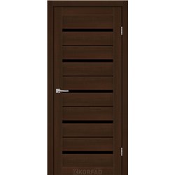 Межкомнатные двери KORFAD EXPRESS ROXTON Каштан Бурбон Черное стекло