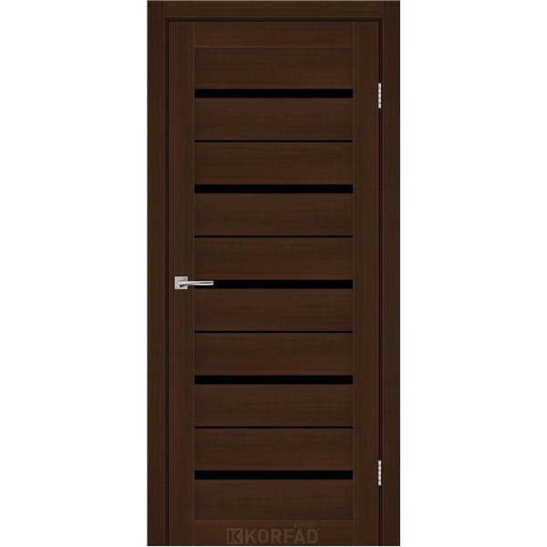 Межкомнатные двери KORFAD EXPRESS ROXTON Каштан Бурбон Черное стекло