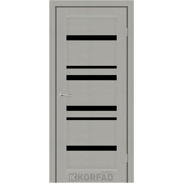 Межкомнатные двери KORFAD EXPRESS MARTINA Сатин Жемчужный Черное стекло