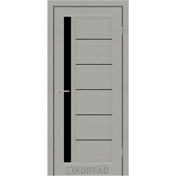 Межкомнатные двери KORFAD EXPRESS OCTAVIA Сатин Жемчужный Черное стекло