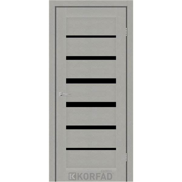 Межкомнатные двери KORFAD EXPRESS PESTO Сатин Жемчужный Черное стекло