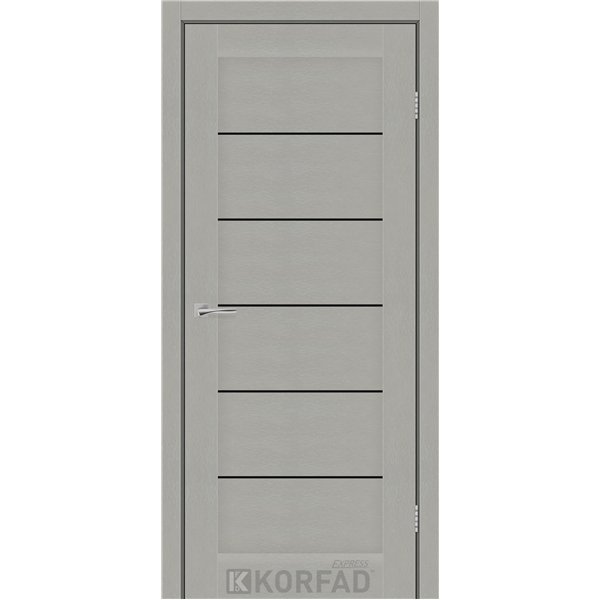 Межкомнатные двери KORFAD EXPRESS RIVIERA Сатин Жемчужный Черное стекло