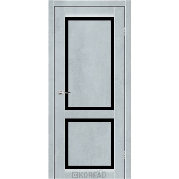 Межкомнатная дверь KORFAD EXPRESS NOBILIS Цемент Светлый Черное стекло