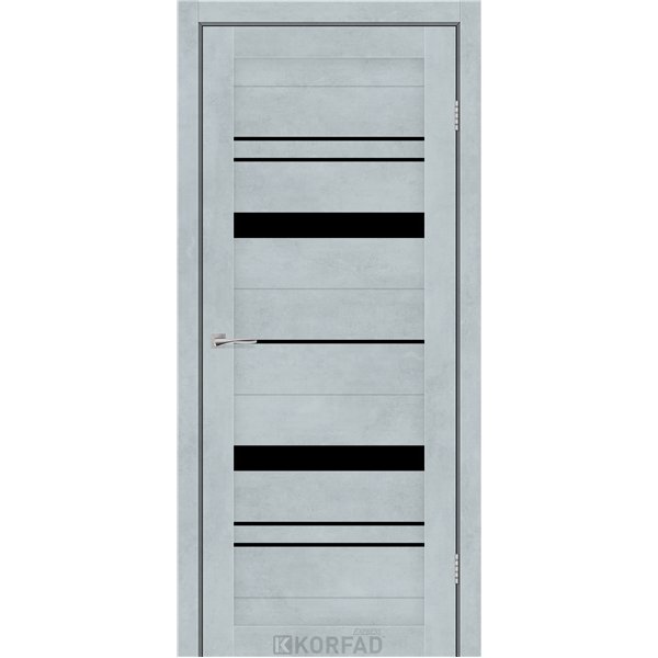 Межкомнатные двери KORFAD EXPRESS BELMINA Цемент Светлый Черное стекло