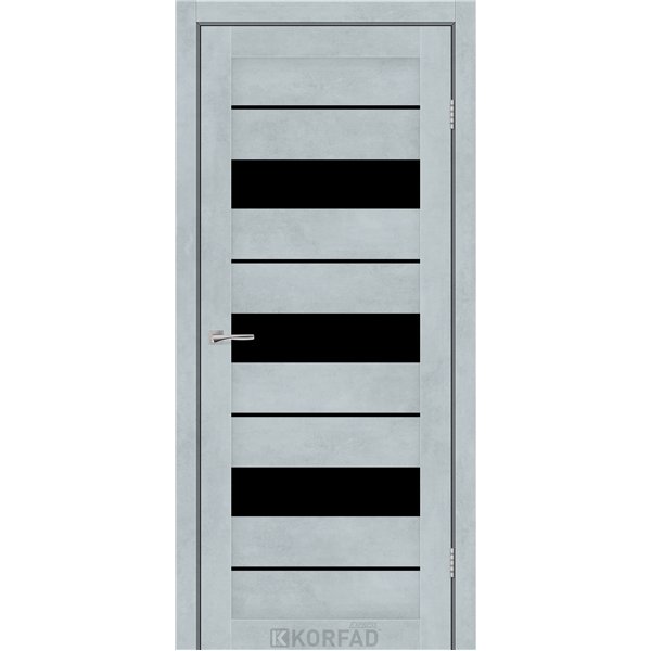 Межкомнатные двери KORFAD EXPRESS CORRIS Цемент Светлый Черное стекло