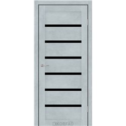 Межкомнатные двери KORFAD EXPRESS DELMONT Цемент Светлый Черное стекло