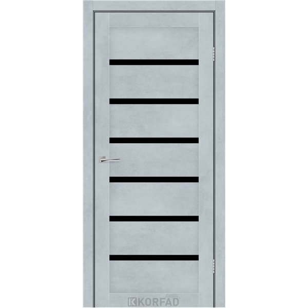 Межкомнатные двери KORFAD EXPRESS DELMONT Цемент Светлый Черное стекло