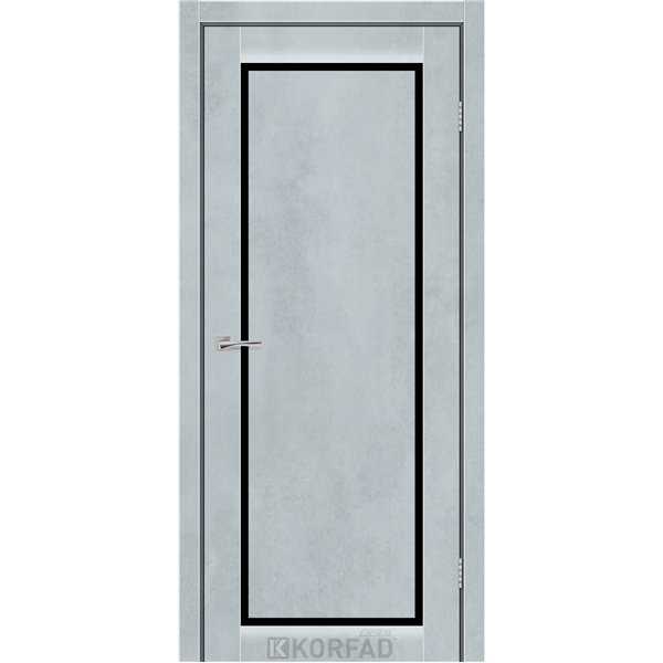 Межкомнатные двери KORFAD EXPRESS LEGACY Цемент Светлый Черное стекло
