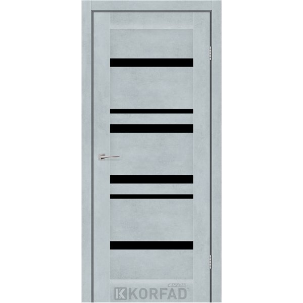 Межкомнатные двери KORFAD EXPRESS MARTINA Цемент Светлый Черное стекло