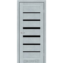 Межкомнатные двери KORFAD EXPRESS PESTO Цемент Светлый Черное стекло