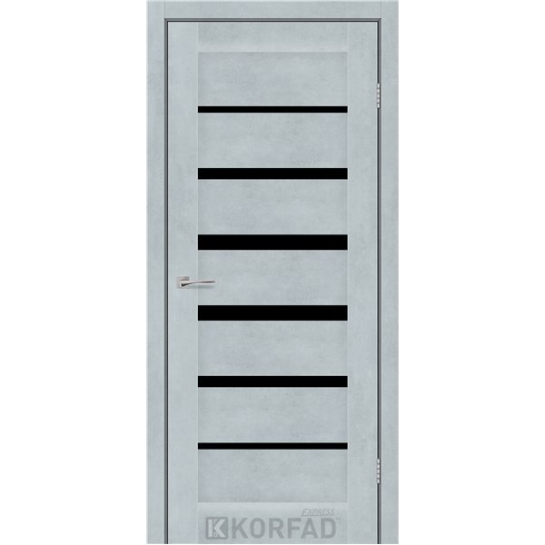 Межкомнатные двери KORFAD EXPRESS PESTO Цемент Светлый Черное стекло